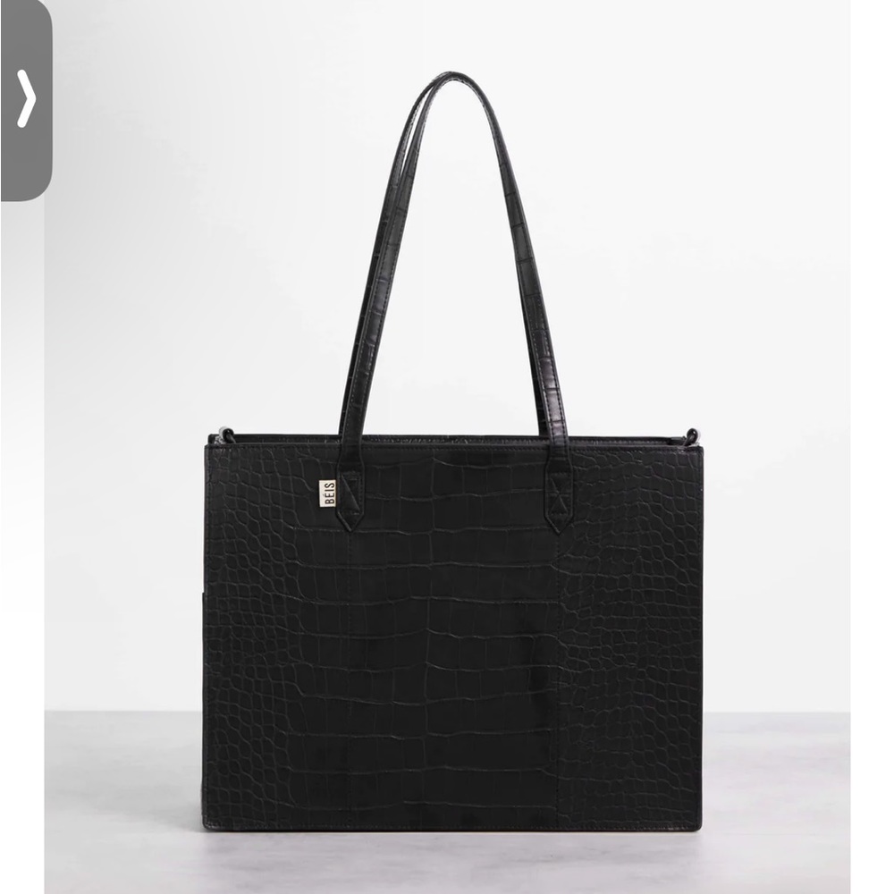 Beis Work Tote in Black Croc